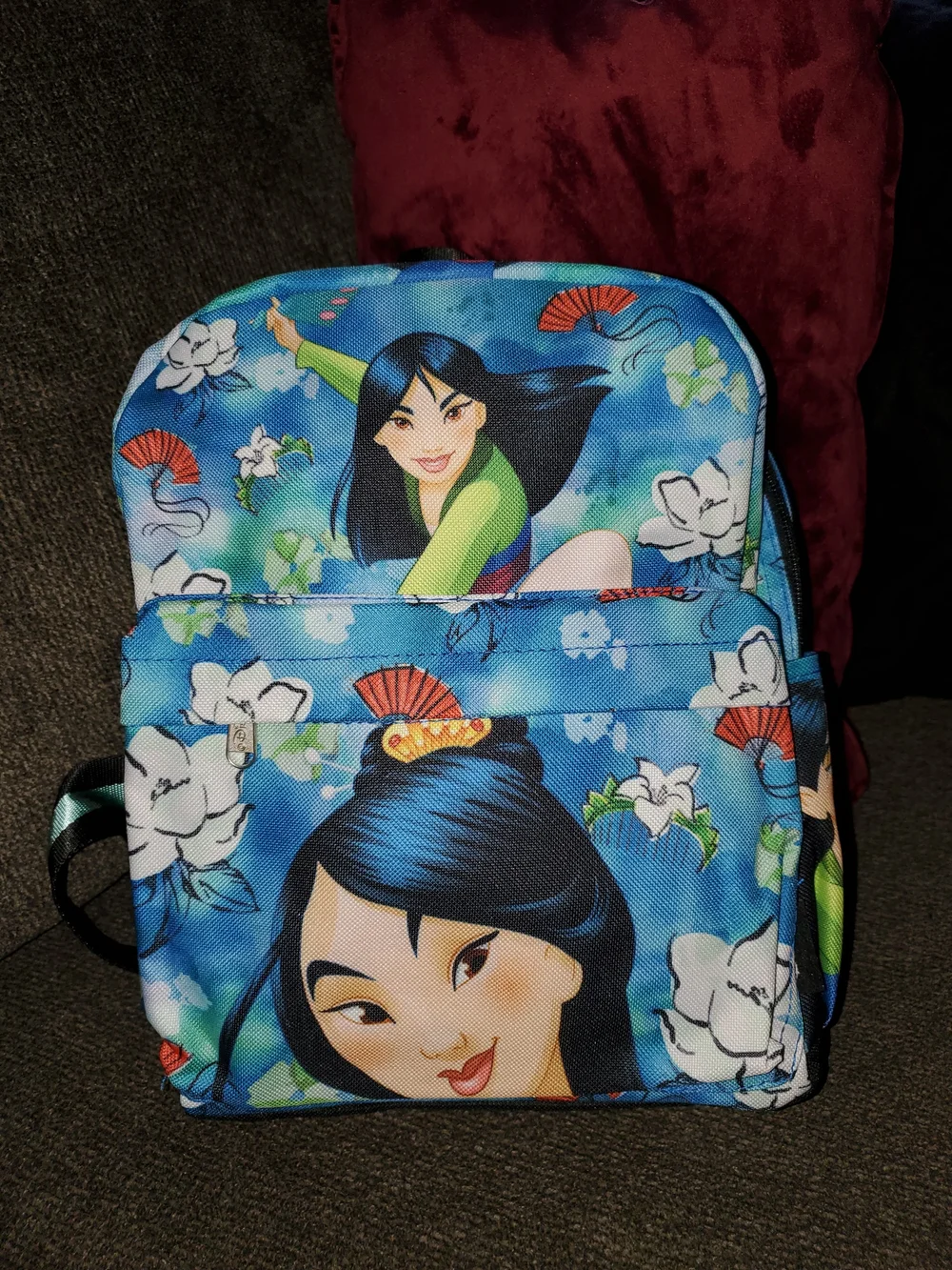 Disney Mulan Blue Floral Character Print Backpack